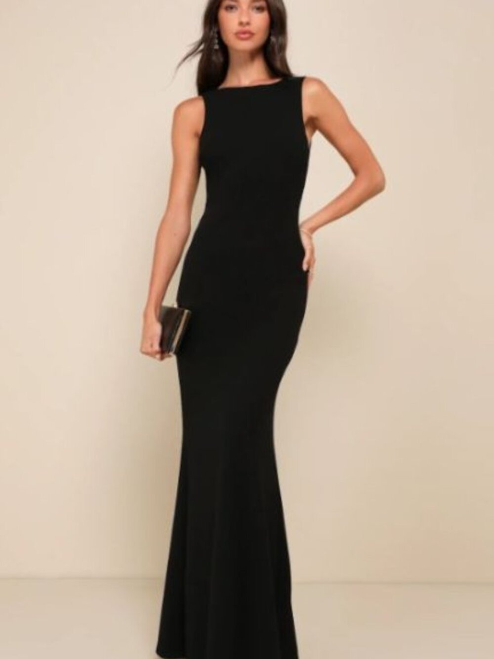 Lulu's Love In Your Eyes Black Knotted Mermaid Maxi Dress